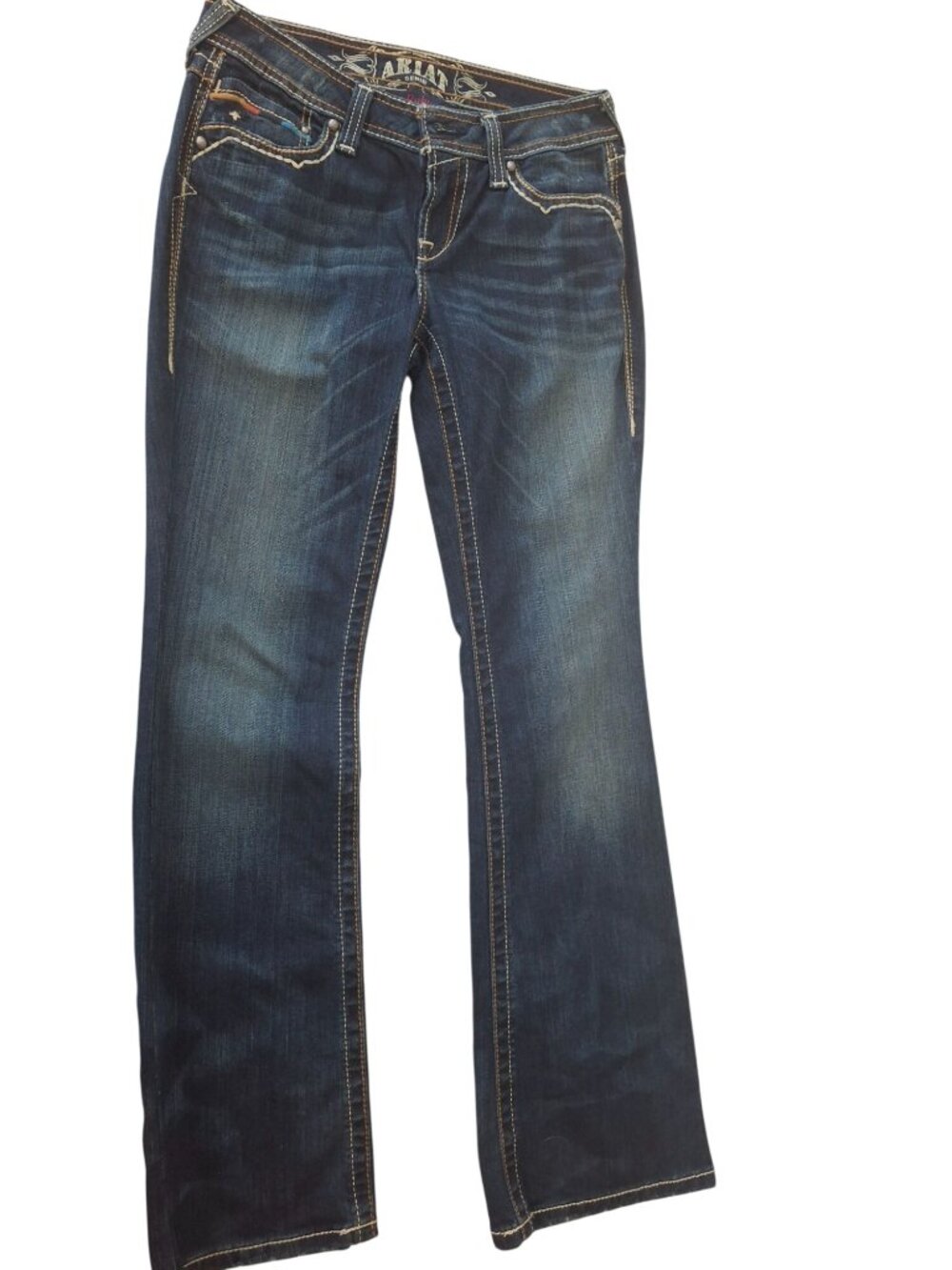 Ariat Ruby Womens 27S Bootcut Jeans Dark Wash Embroidered Western Cowgirl Y2K